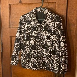 Laura Ashley Full Zip Jacket Geometric Pattern Med